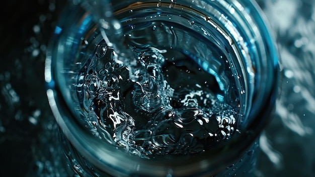 Wasser wird aus einer Plastikflasche in ein Glas gegossen