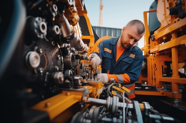 Wasserbauingenieur überprüft die Sicherheit Neuinstallation moderner Industriemaschinen Sammlung von Industriearbeiten