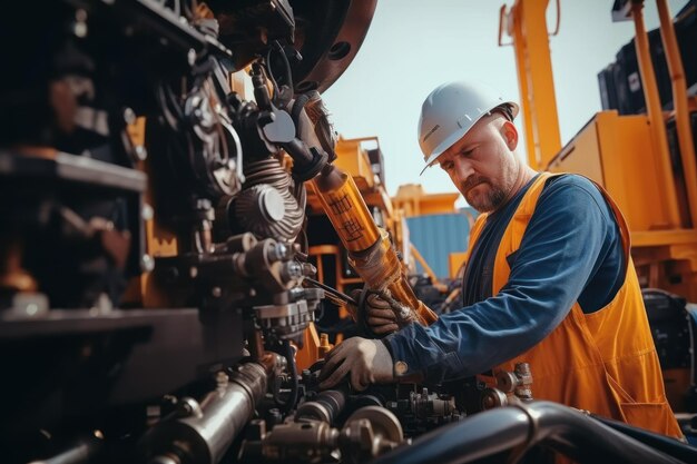 Wasserbauingenieur überprüft die Sicherheit Neuinstallation moderner Industriemaschinen Sammlung von Industriearbeiten