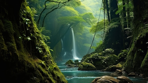Wasserfall HD 8K Wallpaper Stock Fotobild