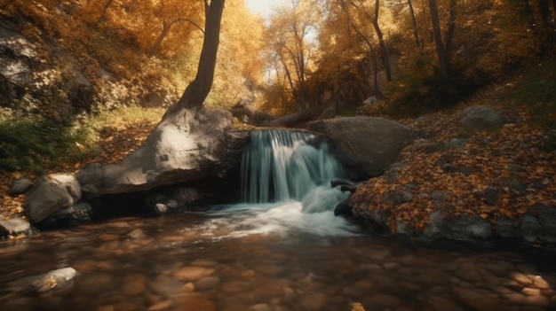 Wasserfall im Herbst Illustration AI GenerativexA