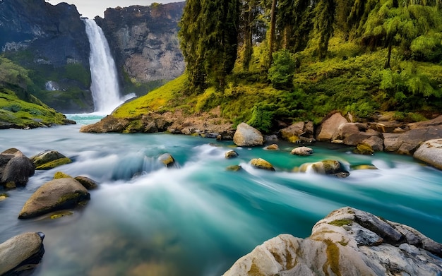 Wasserfall in den Bergen ai erzeugt