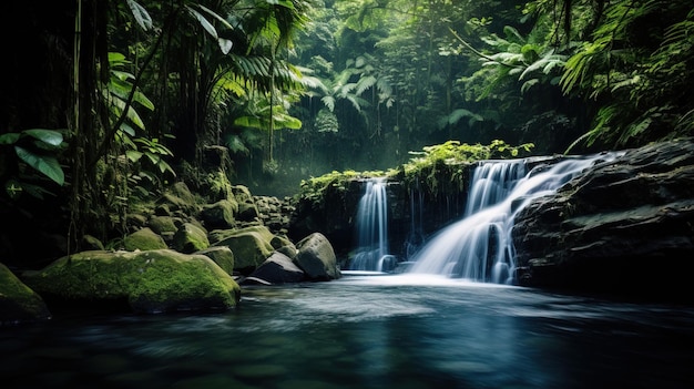 Wasserfall in den Waldhügeln