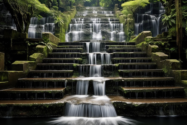 Wasserfall mit Treppen, die dorthin führen