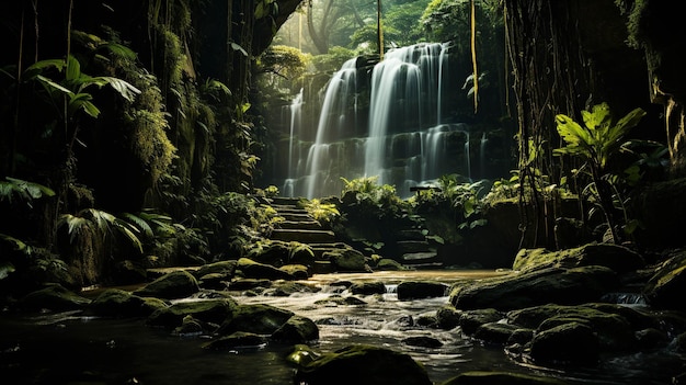 Wasserfall-Panorama-HD-Gemälde fotografisches Bild