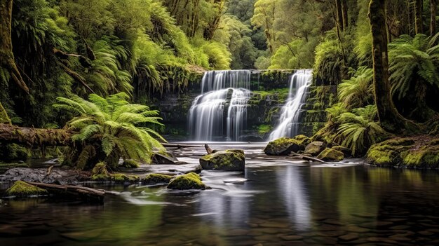 Wasserfall sauber und schön Touristen generative KI