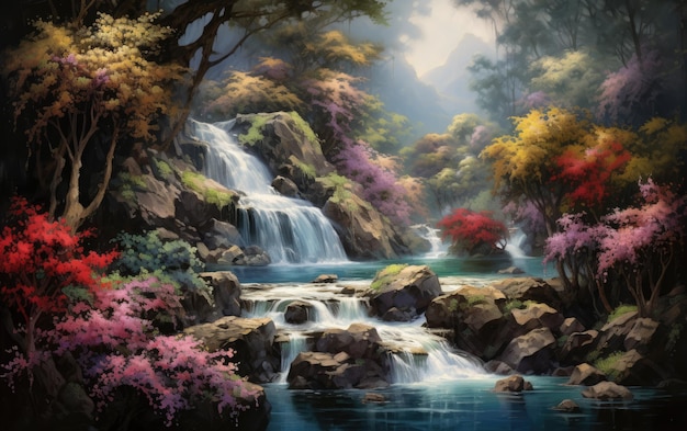 Wasserfall Serenity ein Blick auf die Natur Schönheit Generative KI