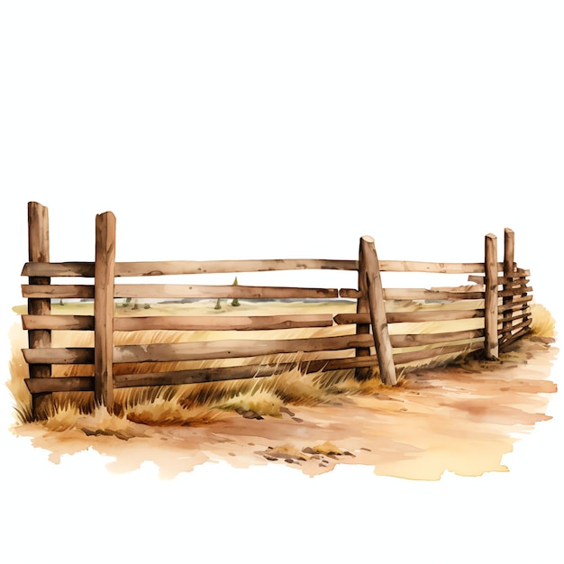 Wasserfarben Holzzaun Western Wild West Cowboy Wüsten Illustration Clipart