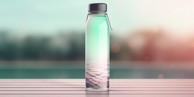 Foto wasserflasche mit schönem hintergrund generative ki