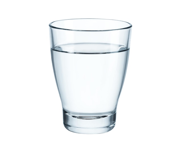 Wasserglas isoliert auf weißem Hintergrund mit Beschneidungspfad im Lieferumfang enthalten