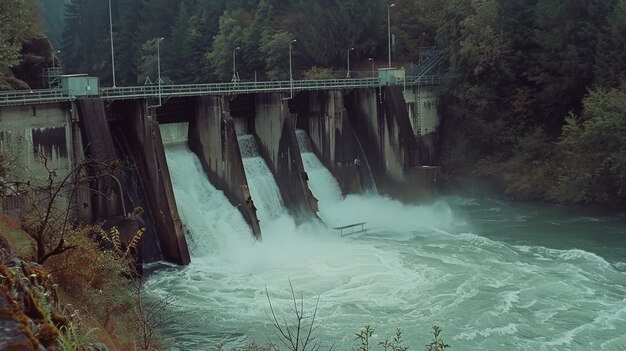 Wasserkraftwerk an einem großen Damm, das fließendes Wasser für einen bedeutenden Teil unseres Netzwerks nutzt
