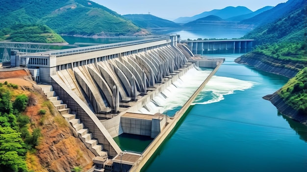 Wasserkraftwerk Betonbogendamm der größte Damm
