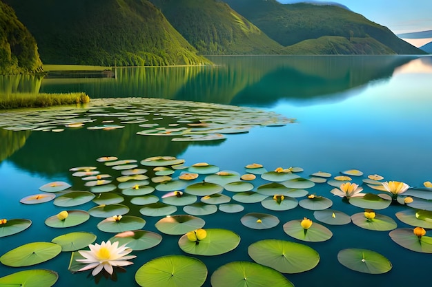 Wasserlilien blühten im Teich realistisch