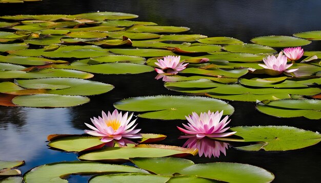 Wasserlilien in einem Teich mit Wasserlilien