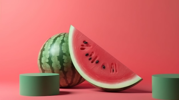 Wassermelone auf einfarbigem Hintergrund