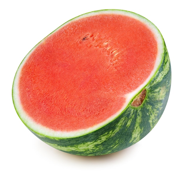 Wassermelone halb isoliert auf weißem Hintergrund