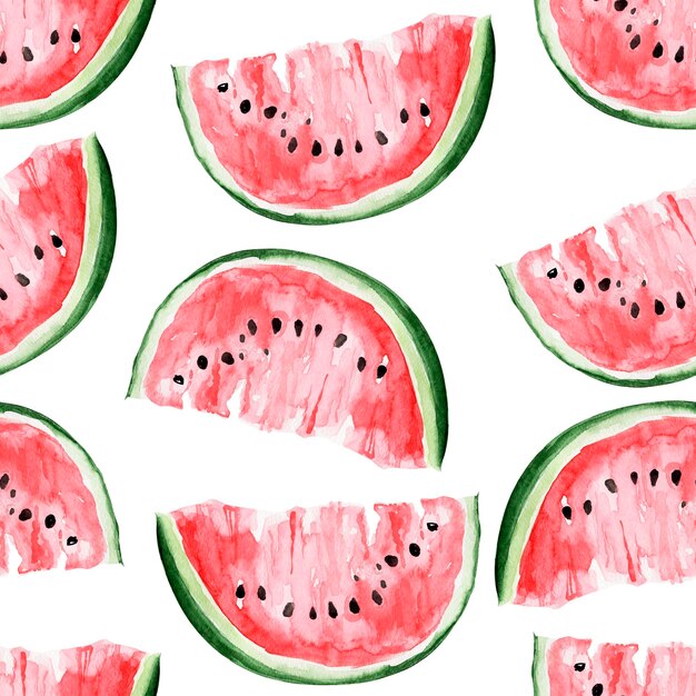 Wassermelone in Scheiben geschnitten Aquarell Musterdesign