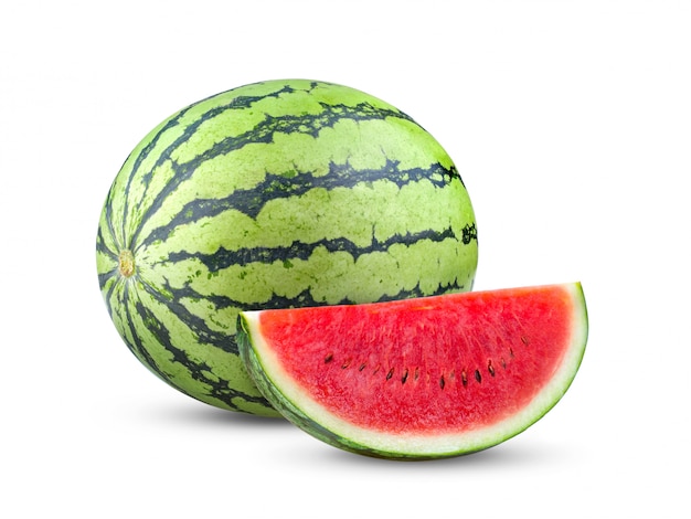 Wassermelone isoliert auf Weiß. volle Schärfentiefe