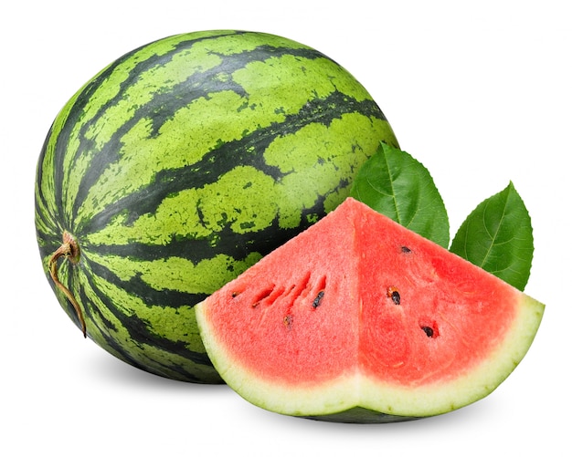 Wassermelone isoliert auf weißem Beschneidungsweg