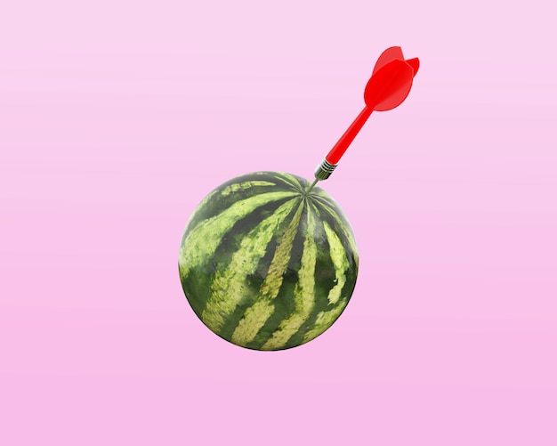 Wassermelone mit kreisförmigem Zielmarkiertem und rotem Pfeil