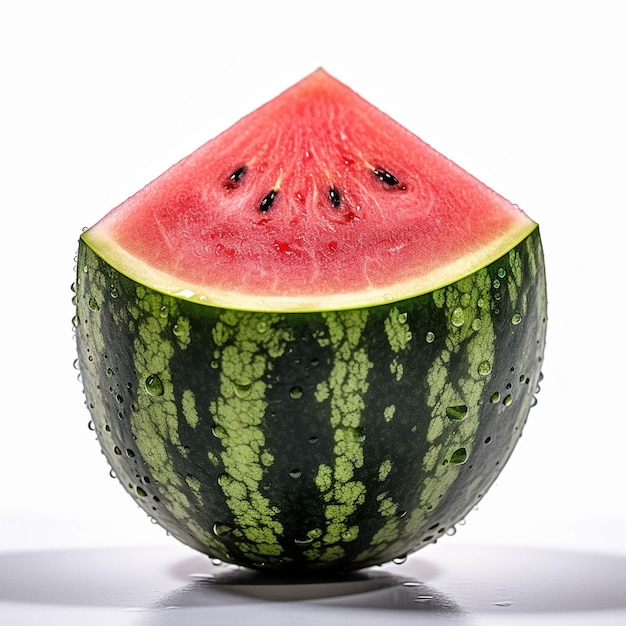 Wassermelone Obst Lebensmittel Melone weißer Hintergrund Scheibe rot weiß reif saftig frisch grün