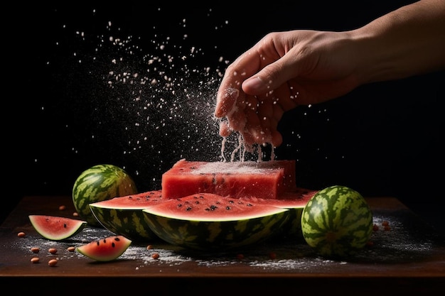 Wassermelone wird in eine Wassermelone gegossen.