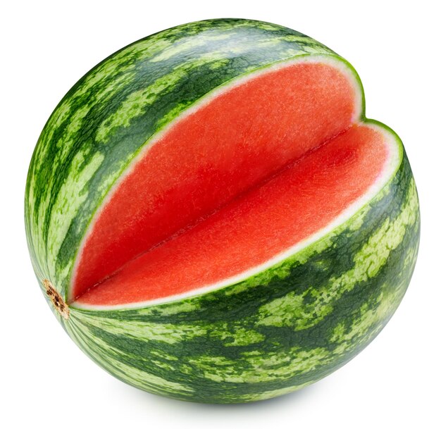 Wassermelonen-Beschneidungspfad Wassermelone isoliert auf weißem Hintergrund