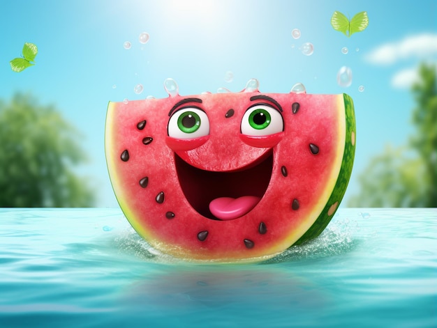 Wassermelonen-Cartoon im Pixar-Stil