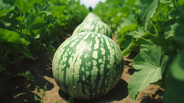 Wassermelonen in einem Gurkenfeld