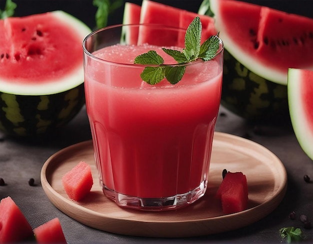 Wassermelonen-Smoothie auf dunkler generativer KI