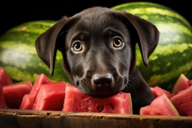 Wassermelonen wundern die Abenteuer der leckenden Hündchen