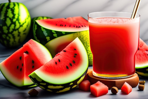 Wassermelonengetränk in den Gläsern mit Scheiben der Wassermelone