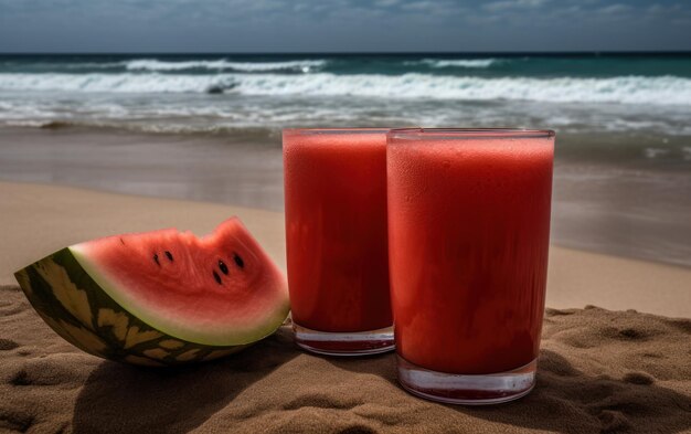 Wassermelonensaft am Strand