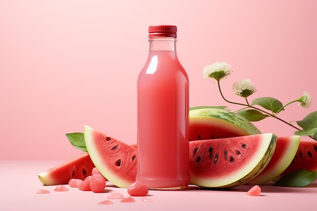 Wassermelonensaft auf weißem Hintergrund Wassermelonesaft-Bildfotografie