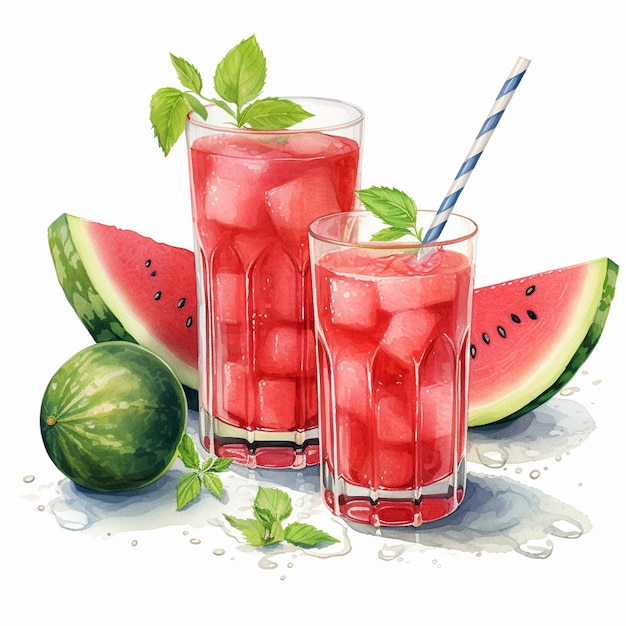 Wassermelonensaft mit Scheiben