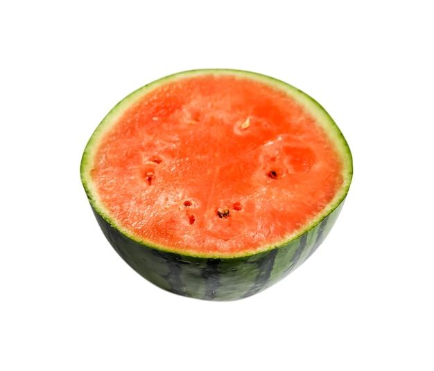 Wassermelonenscheibe lokalisiert auf weißem Hintergrund