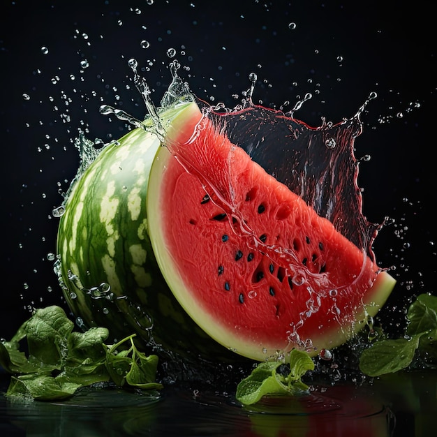 Wassermelonenscheibe tropischer Fruchthintergrund