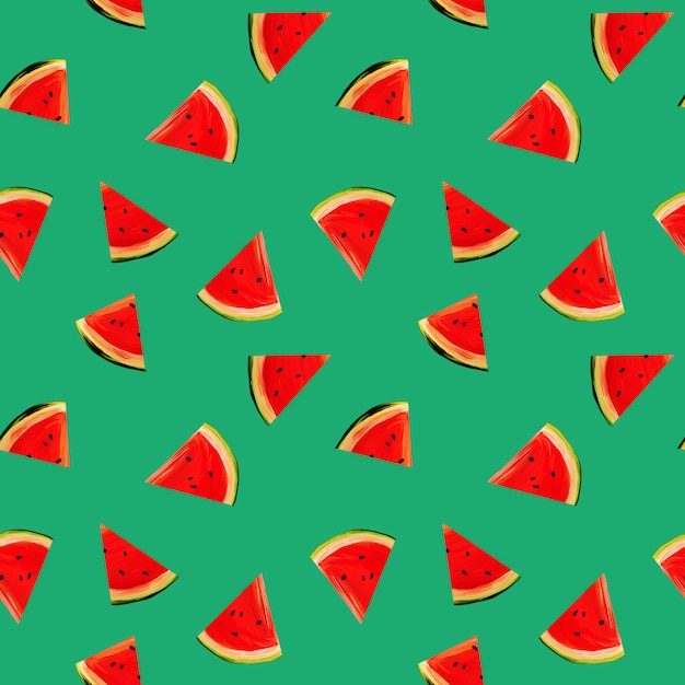 Wassermelonenscheiben auf einem grünen Hintergrund