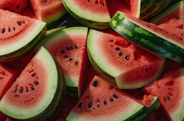 Wassermelonenscheiben werden als Requisiten in einer Fotoshow verwendet