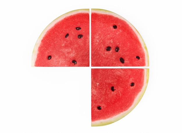 Wassermelonenviertel auf einem weißen Hintergrund 3drendering
