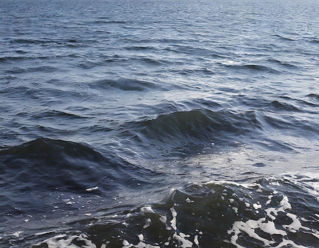 Wasseroberfläche mit Wellen und Schaum auf der Wasseroberfläche des Meeres