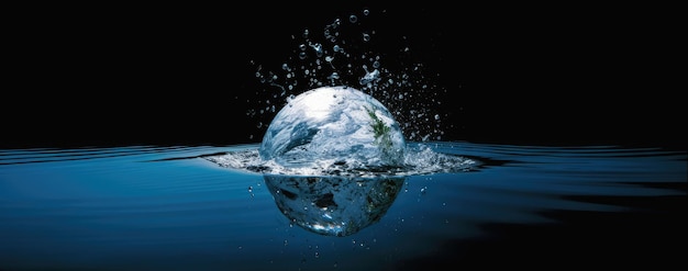 Wasserplanet und Klimawandel mit der Erde in einer Pfütze als Symbol der globalen Erwärmung
