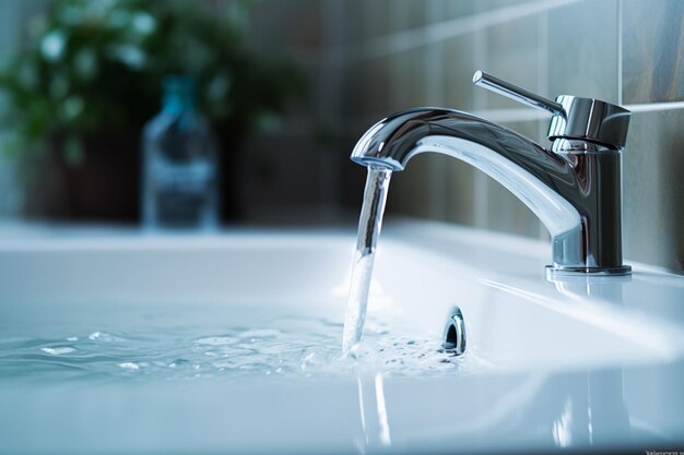 Wassersparende Geste Badezimmerhahn abgeschaltet, um Wasserenergie zu sparen