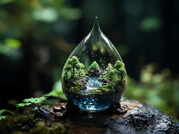 Foto wassertröpfchenbild mit blumen und natur