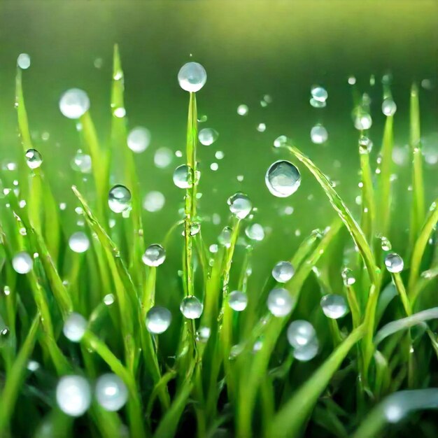 Foto wassertropfen auf dem gras im gras