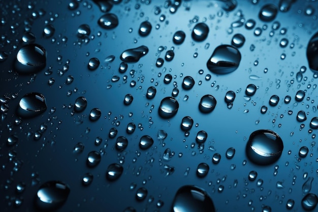 Wassertropfen auf einer blauen Oberfläche, generative KI