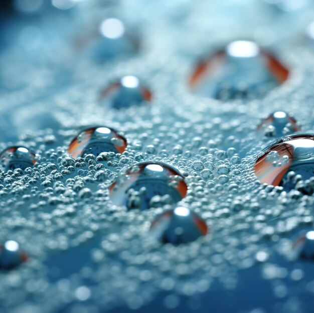 Wassertropfen auf einer Glasoberfläche, mit einigen Wassertropfen.