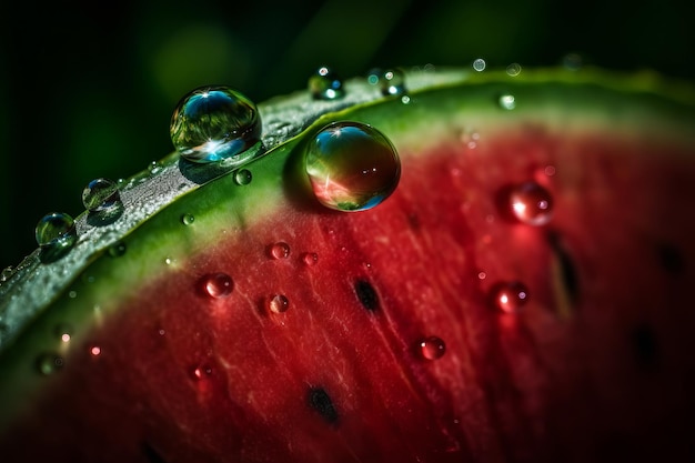 Wassertropfen auf einer Wassermelone