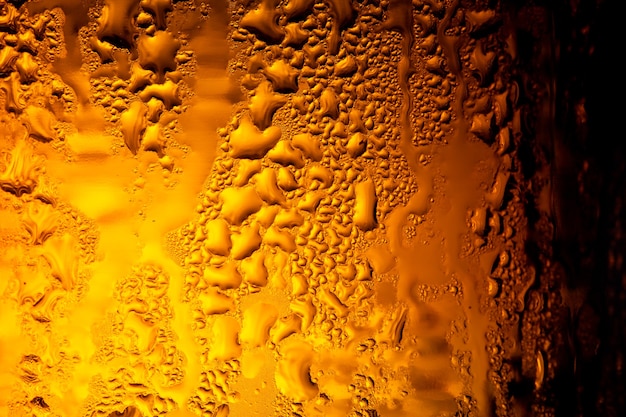 Wassertropfen auf Glas Bier Nahaufnahme Bierhintergrund