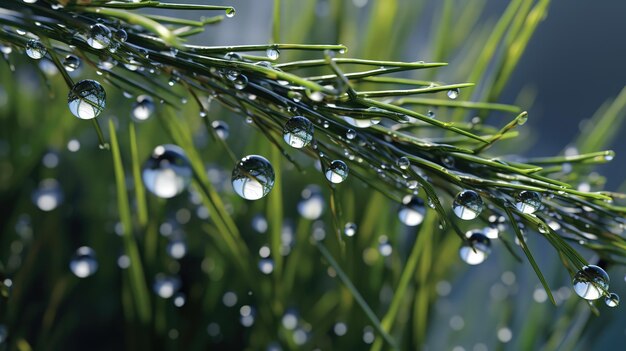 Wassertropfen auf grünem Blatt abstrakter Hintergrund Regentropfenwasser auf Blatt Frischer, saftiger, schöner Baum